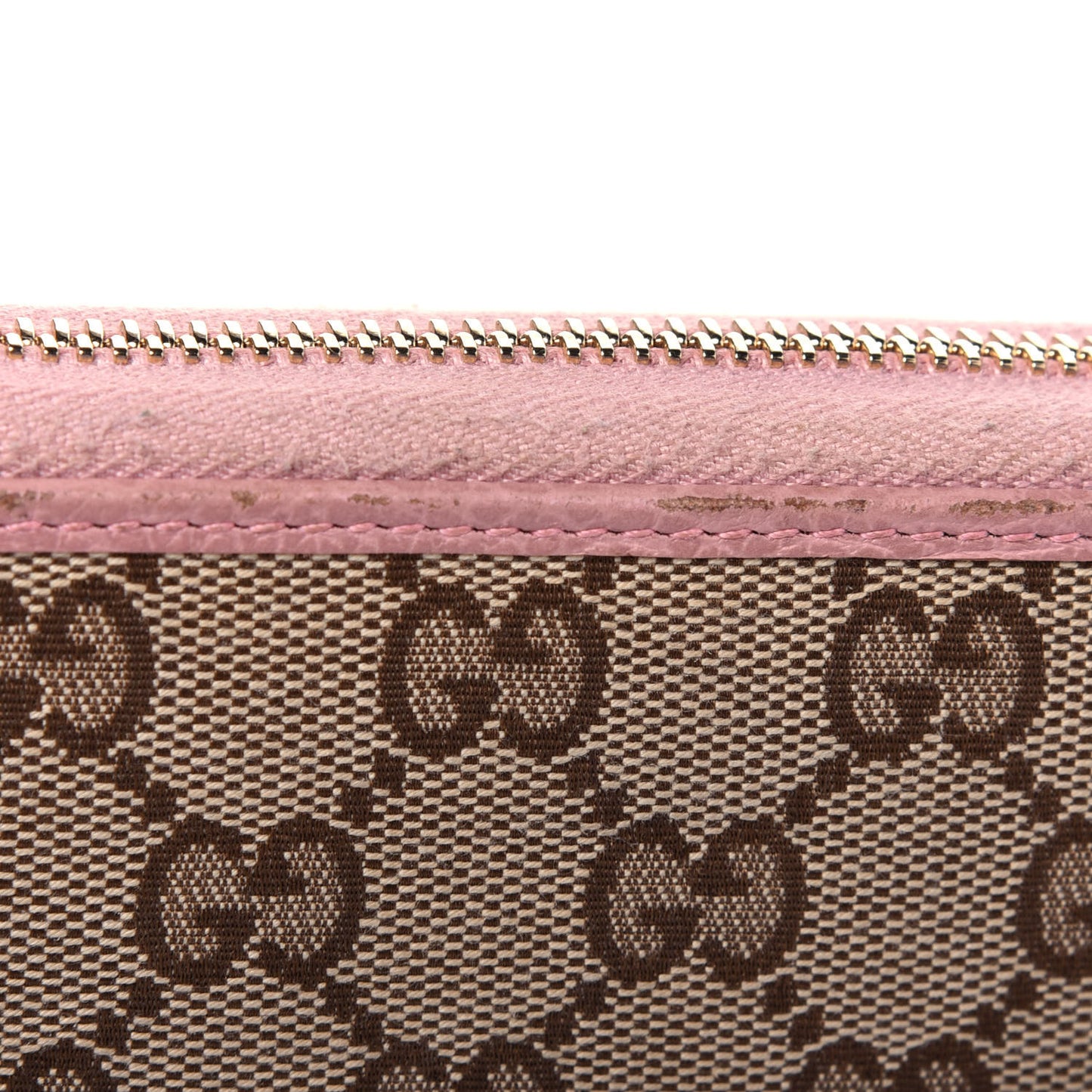 Monogram Dollar Calfskin Zip Around Compact Wallet Beige Ebony Soft Pink