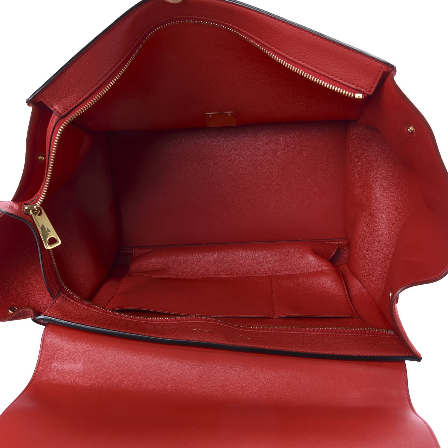 Celine Drummed Calfskin Suede Large Trapeze Vermillion 5 of 9