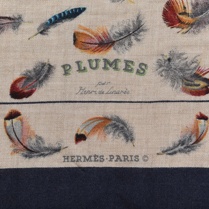 Hermes Cashmere Silk Plumes par Henri de Linares Scarf 90 3 of 5