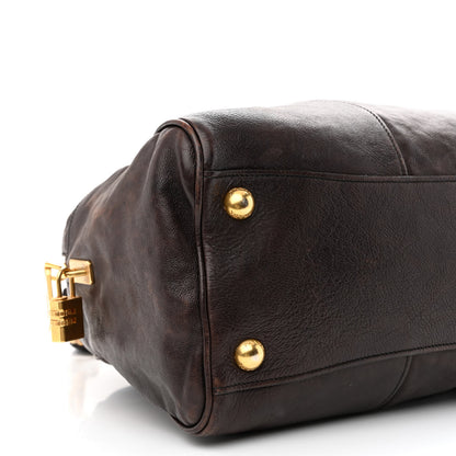 Prada Glace Calf Large Dome Satchel Moro 11 of 16