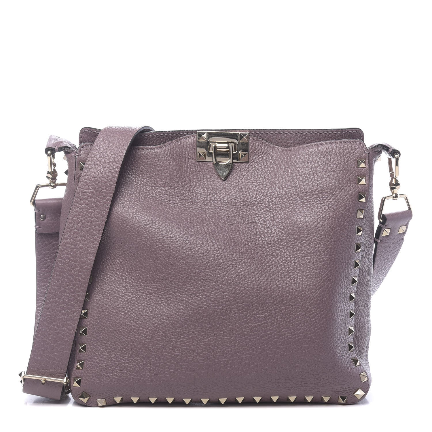 Valentino Garavani Pebbled Calfskin Small Rockstud Flip-Lock Messenger Bag Dark Mauve 1 of 9