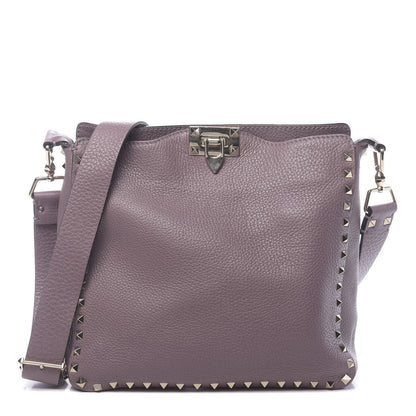 Valentino Garavani Pebbled Calfskin Small Rockstud Flip-Lock Messenger Bag Dark Mauve 1 of 9
