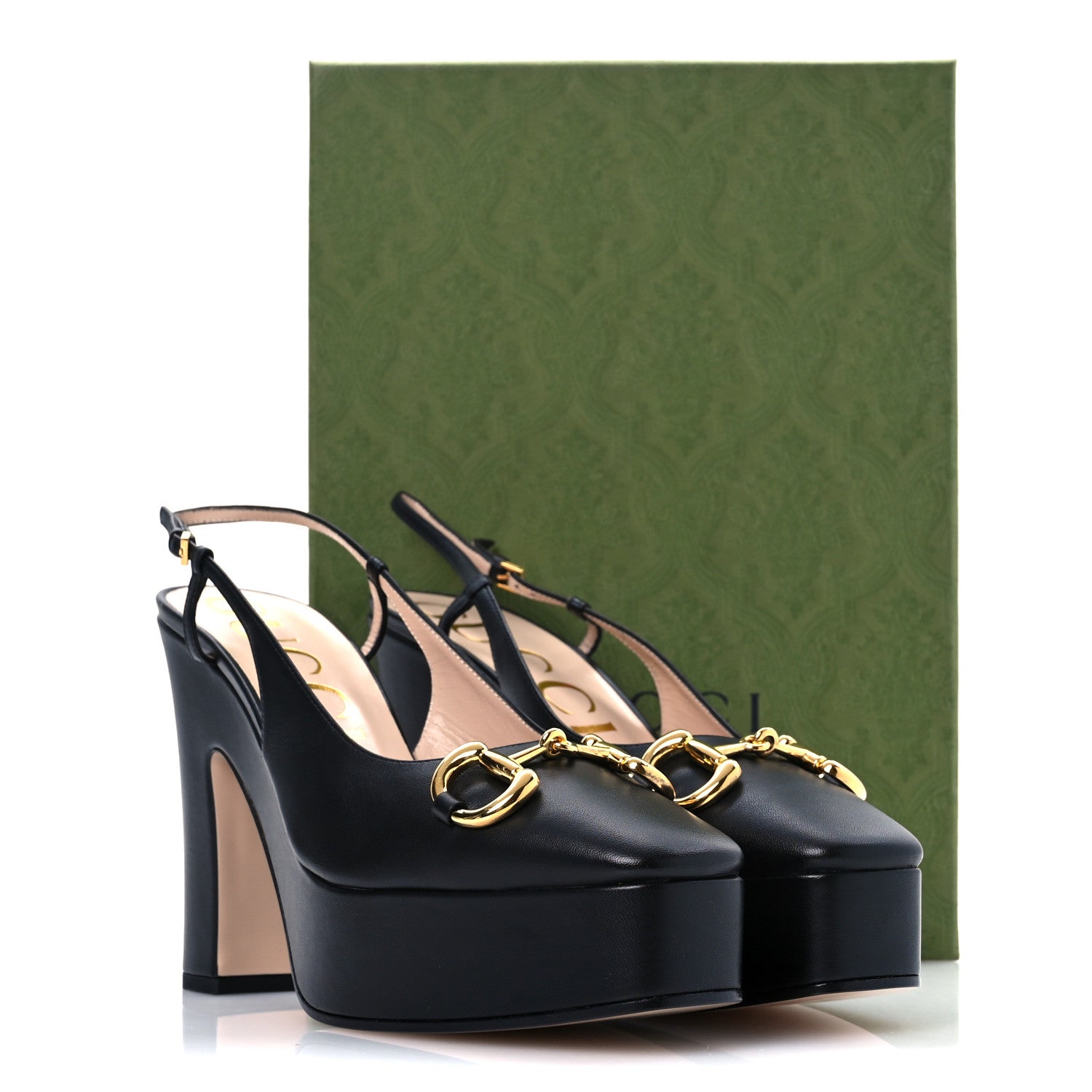 Gucci Nappa Horsebit Platform 35/120mm Slingback Pumps 41 Black 11 of 11