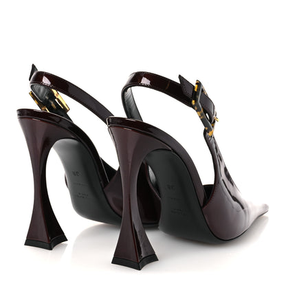 Saint Laurent Vernice Gloss Dune 110 Slingback Pumps 38 38 Marron Glace 5 of 11