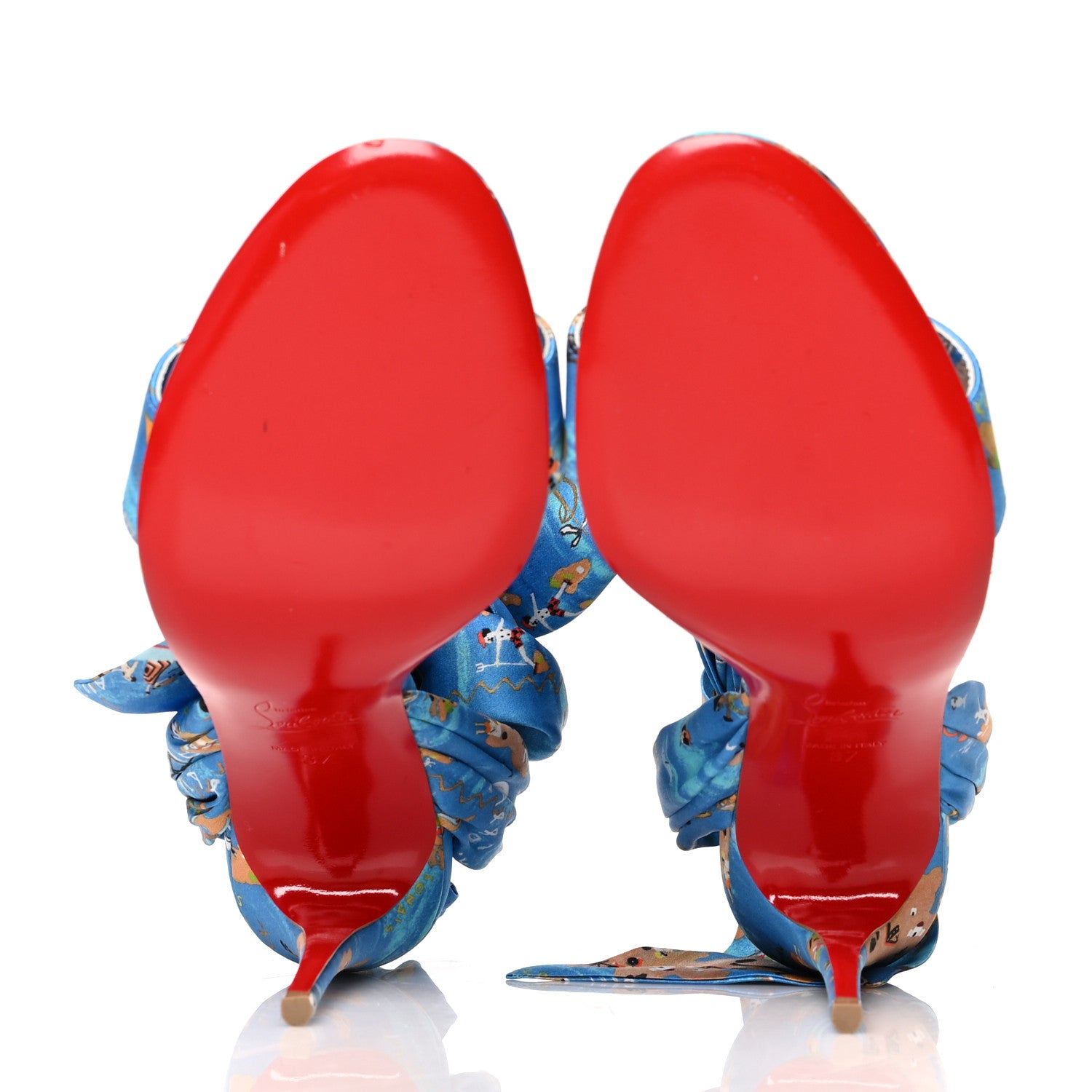 Christian Louboutin Crepe Satin Greekaba Du Desert 100 Sandal 37 Blue Multicolor 5 of 7
