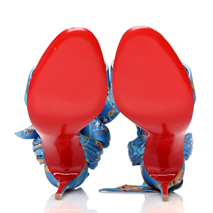 Christian Louboutin Crepe Satin Greekaba Du Desert 100 Sandal 37 Blue Multicolor 5 of 7