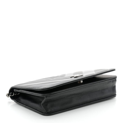 Chanel Lambskin Chevron Quilted Wallet On Chain WOC Black 4 of 12