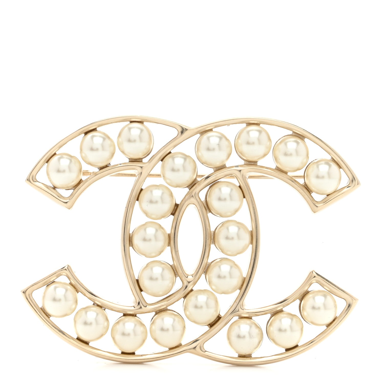 Chanel Pearl CC Brooch Light Gold 1 of 5