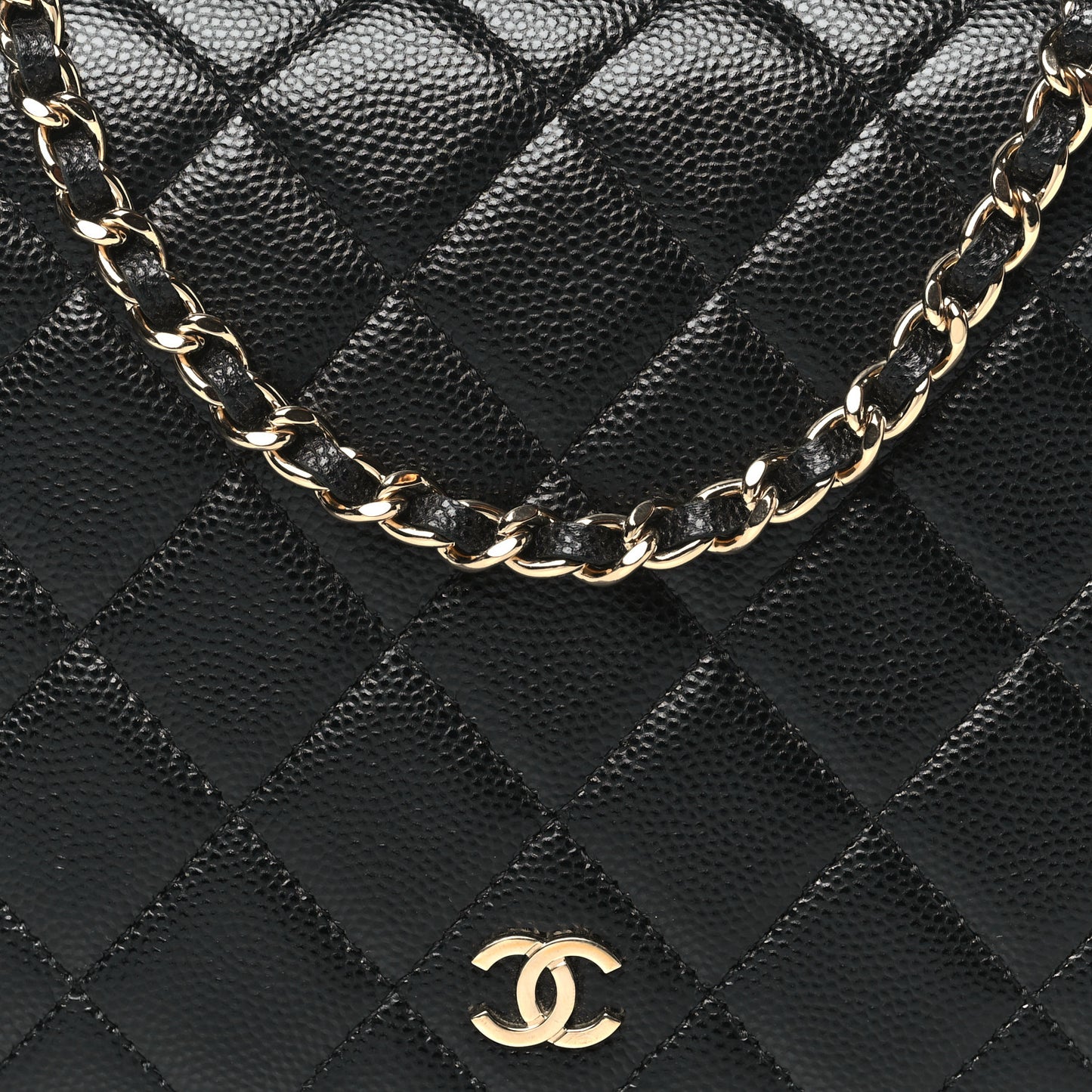 Caviar Quilted Clutch With Chain  Black