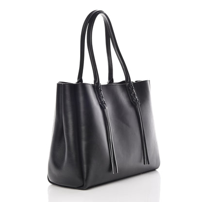 Lanvin Smooth Calfskin Small Fringe Shopper Tote Black 4 of 12