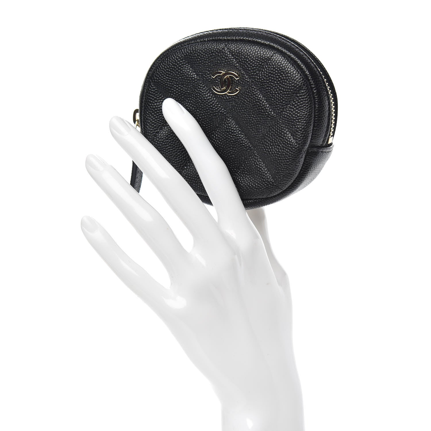 Chanel Caviar Quilted Zip Around Classic Coin Purse Black 2 of 7