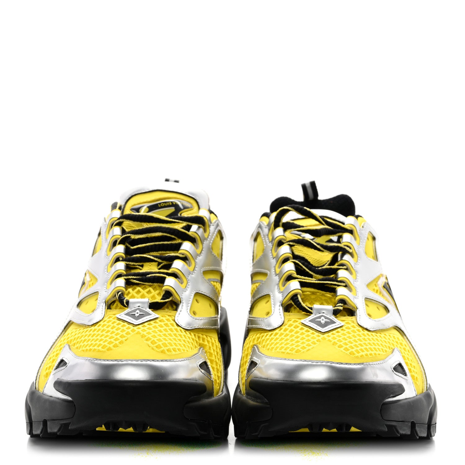 Louis Vuitton Metallic Calfskin Mesh Mens LV Runner Tatic Sneakers 8 Yellow 3 of 10
