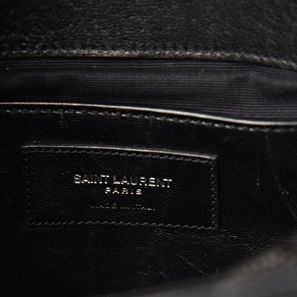 Saint Laurent Sheepskin Matelasse Chevron Monogram Medium College Bag Black 5 of 12