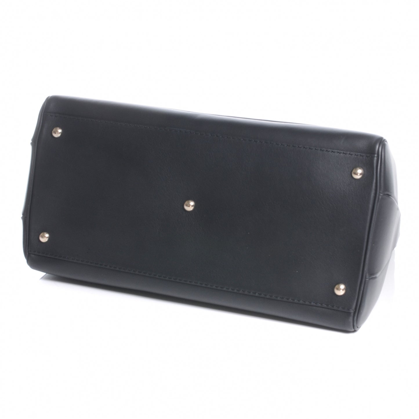 Leather Bold Bamboo Medium Top Handle Bag Black