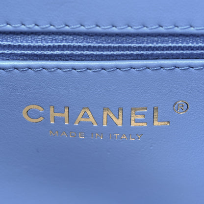 Chanel Shiny Aged Calfskin Quilted Nano Kelly Shopper Blue 6 of 9