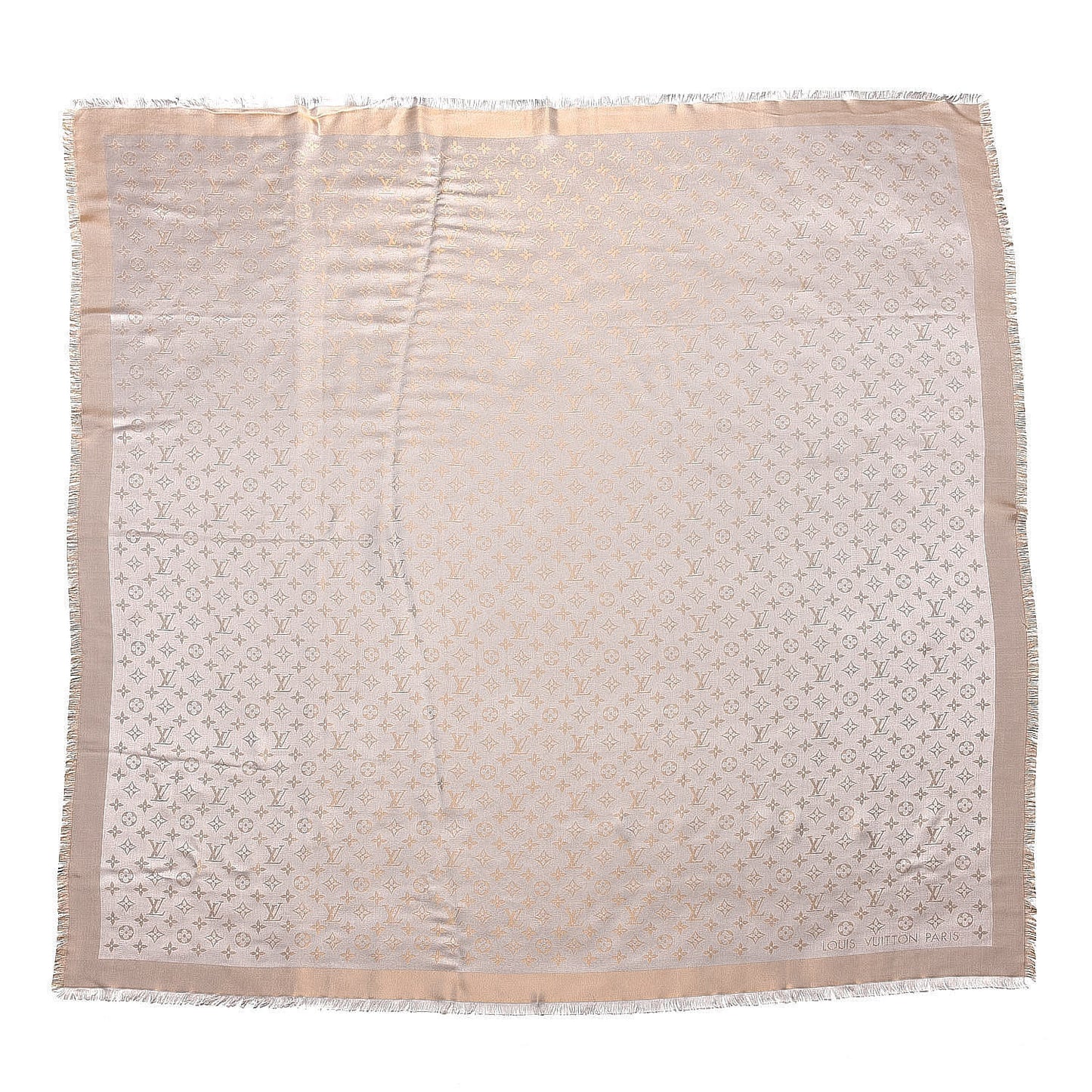 Silk Wool Monogram Shine Shawl Charcoal Greige