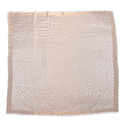 Louis Vuitton Silk Wool Monogram Shine Shawl Charcoal Greige 1 of 3