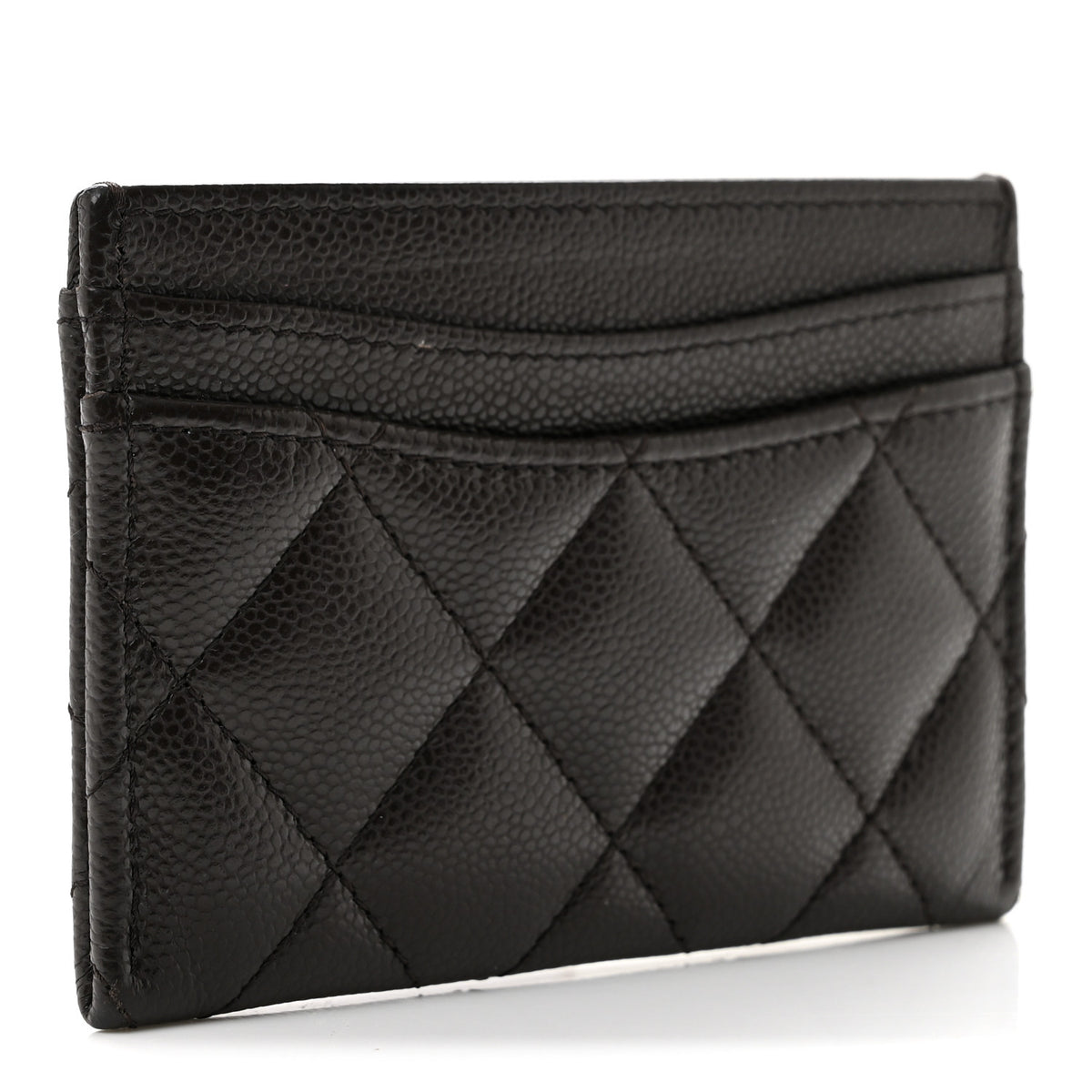 Caviar Quilted Card Holder Dark Brown