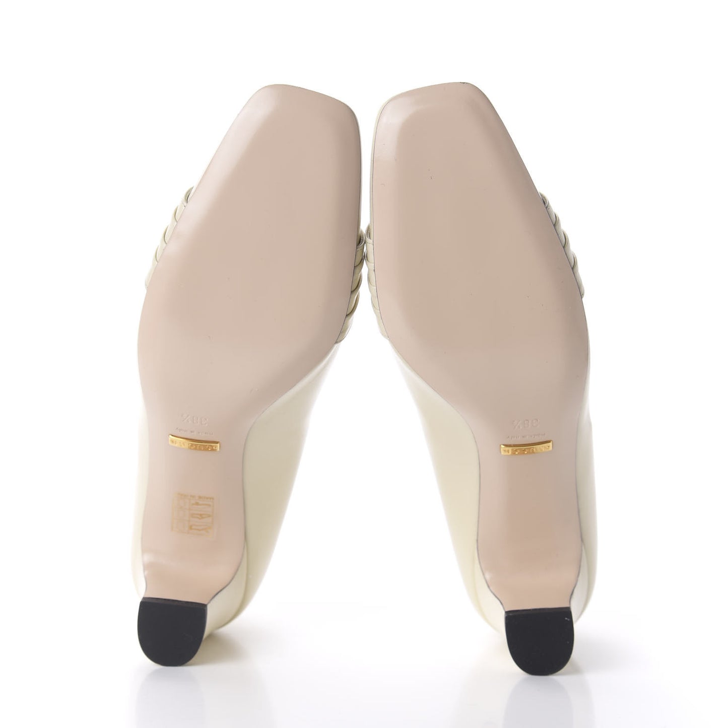 Malaga Kid Half Moon GG Square Toe Pumps 38.5 Vintage White