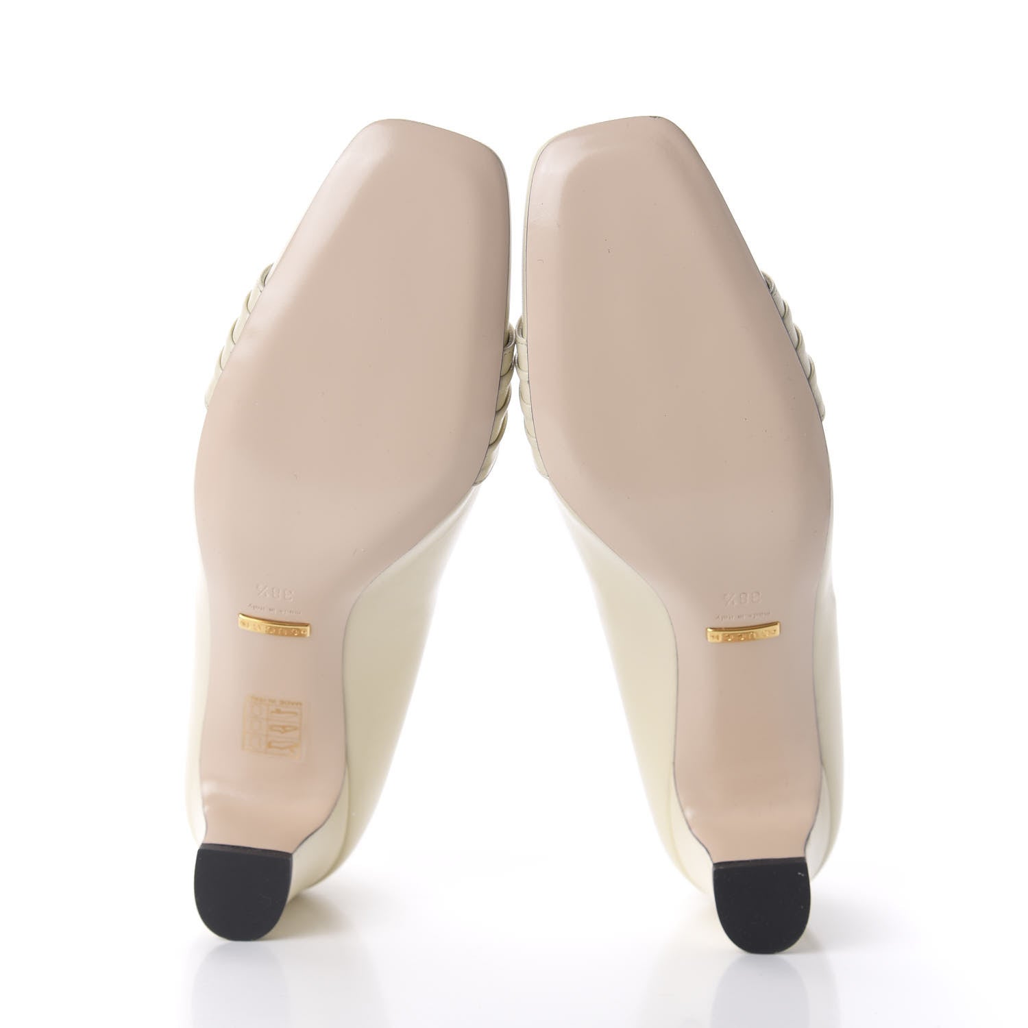 Gucci Malaga Kid Half Moon GG Square Toe Pumps 38.5 Vintage White 5 of 10