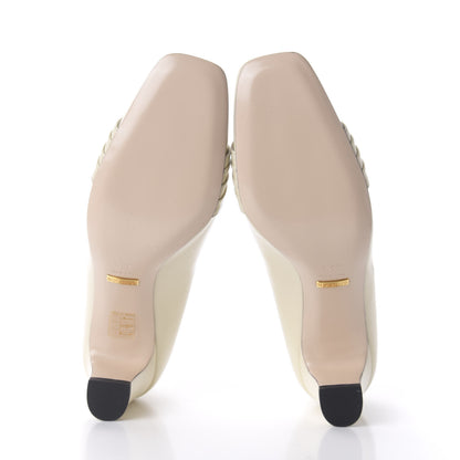 Gucci Malaga Kid Half Moon GG Square Toe Pumps 38.5 Vintage White 5 of 10