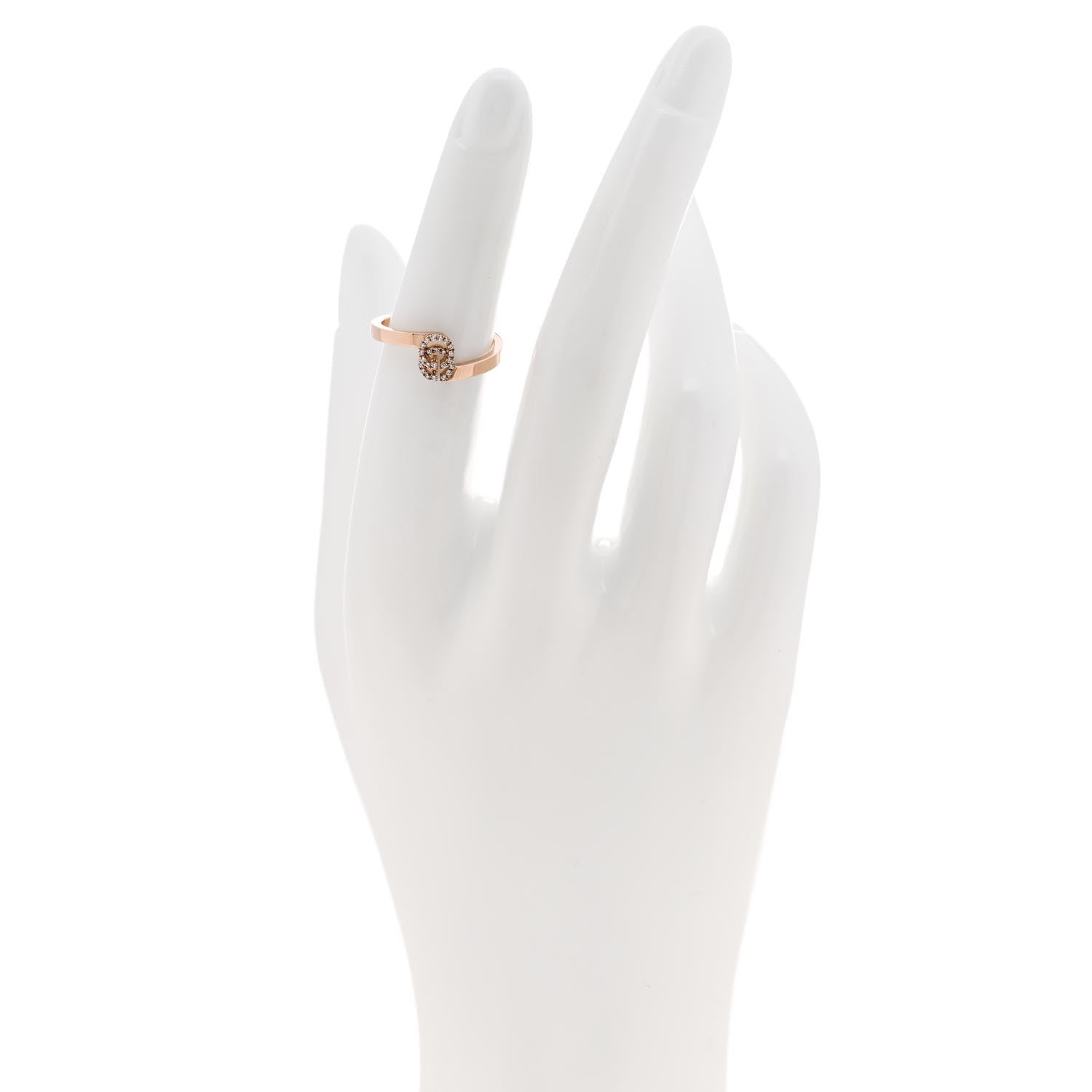 Gucci 18K Rose Gold Diamond GG Running Ring 50 5.25 2 of 7