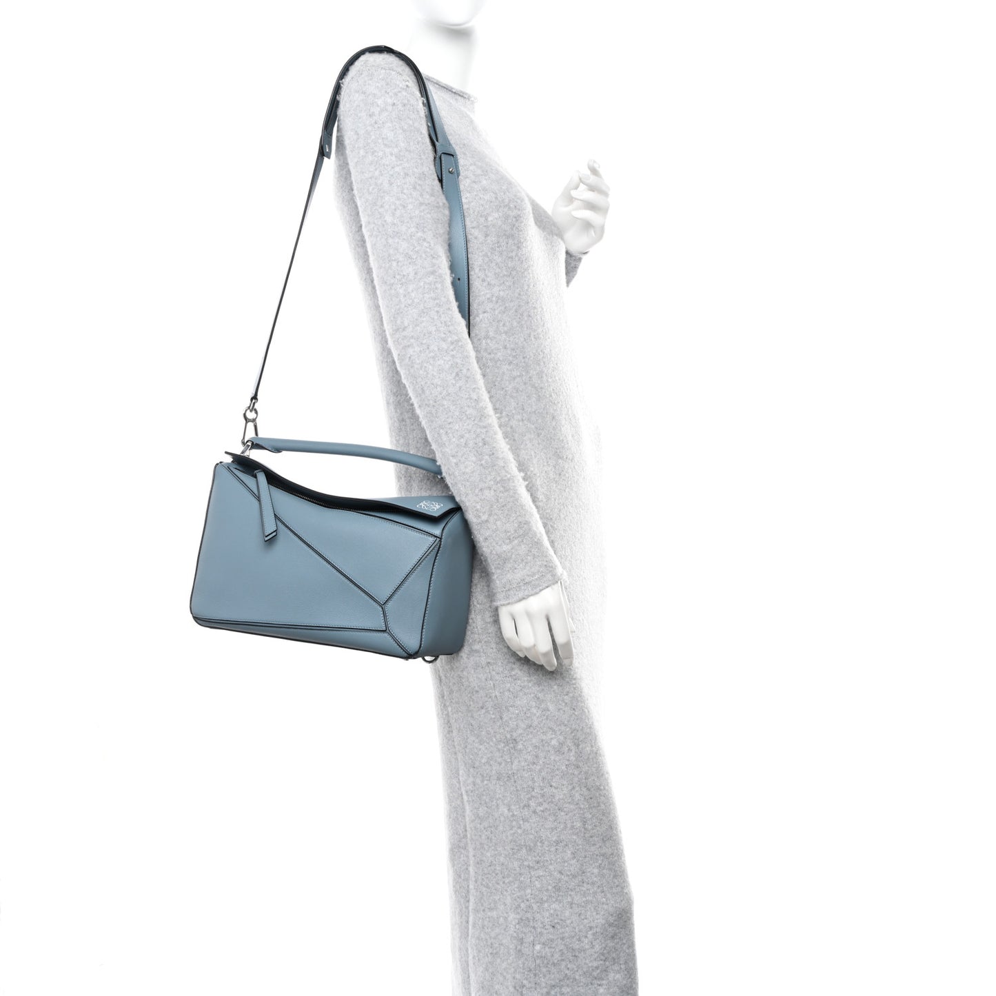 Calfskin Medium Puzzle Bag Stone Blue