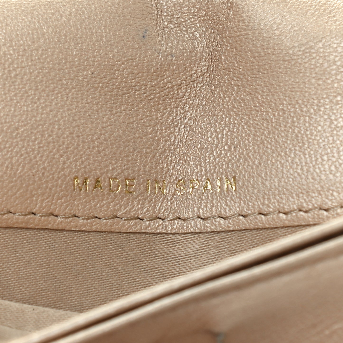 Lambskin Camellia Embossed Yen Wallet Beige