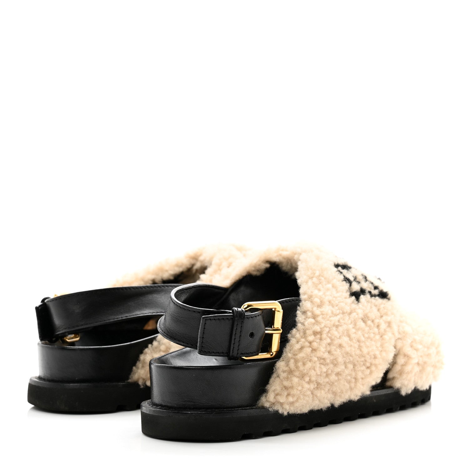 Louis Vuitton Shearling Calfskin Paseo Flat Comfort Sandal 40 Beige 4 of 8