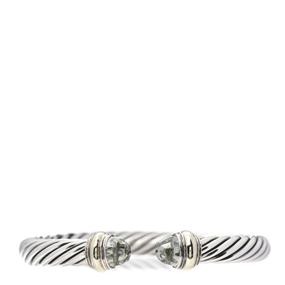 David Yurman Sterling Silver 14K Yellow Gold Prasiolite 7mm Cable Classics Bracelet 1 of 5