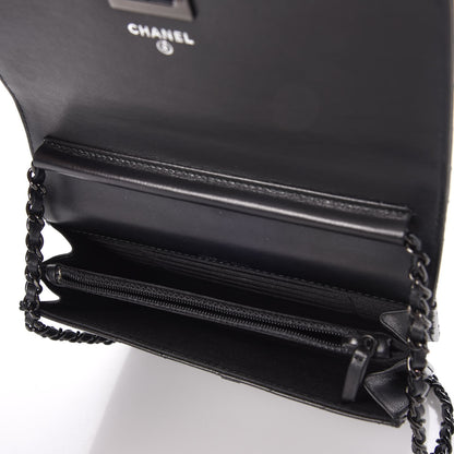 Chanel Aged Calfskin Chevron Quilted Reissue 2.55 Square Wallet On Chain WOC So Black 8 of 10