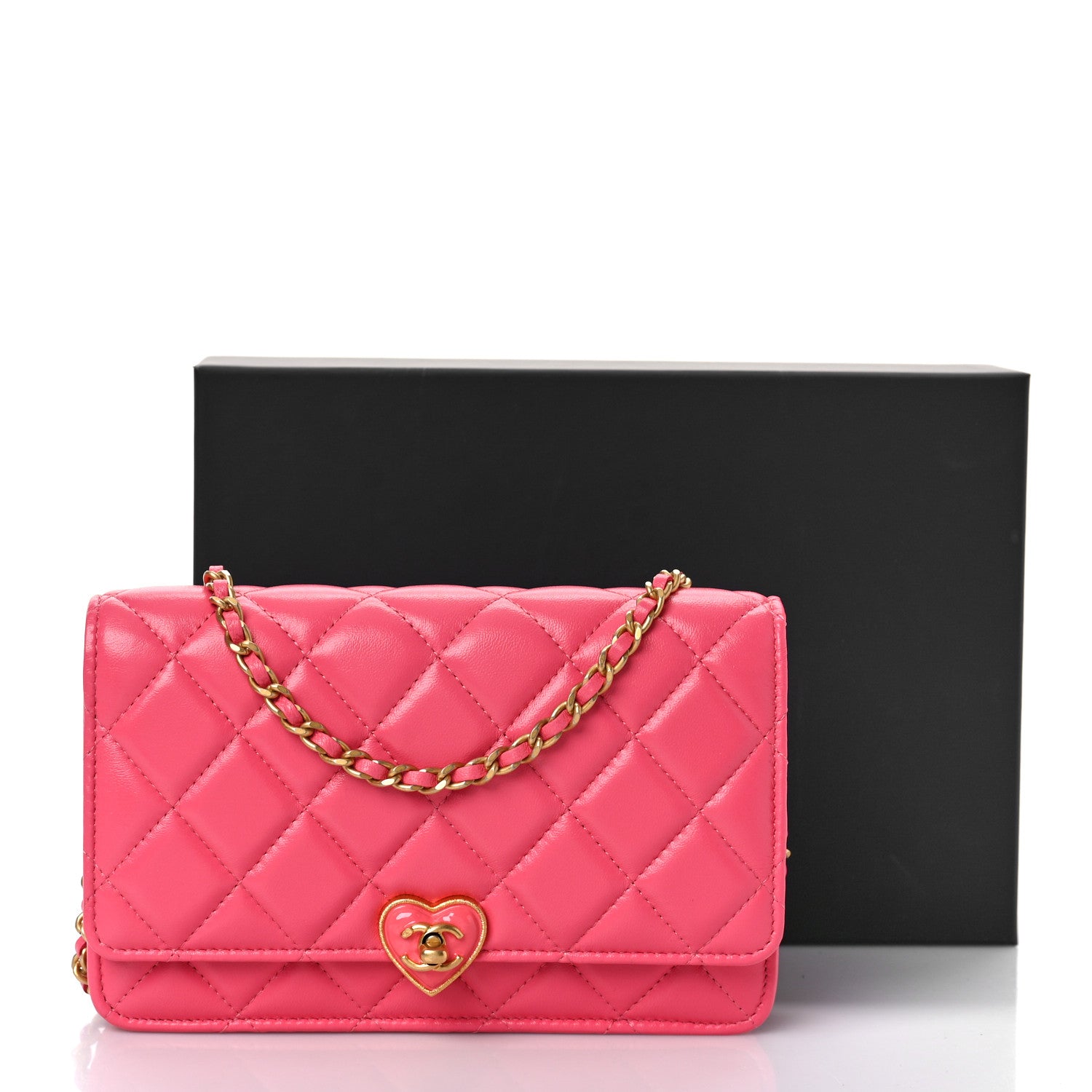 Chanel Lambskin Plexiglass Quilted Coco Love Wallet On Chain WOC Pink 10 of 10