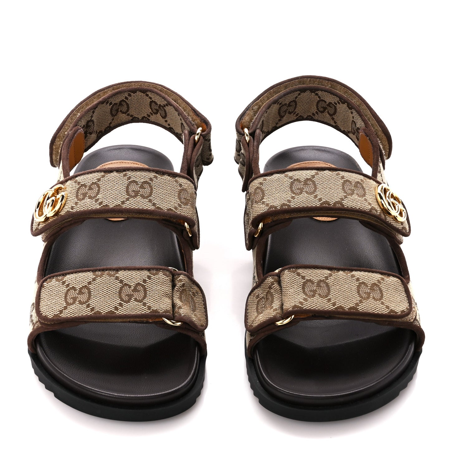 Monogram Kid Scamosciato Double G Womens Dad Sandals 35 Beige Ebony New Acero