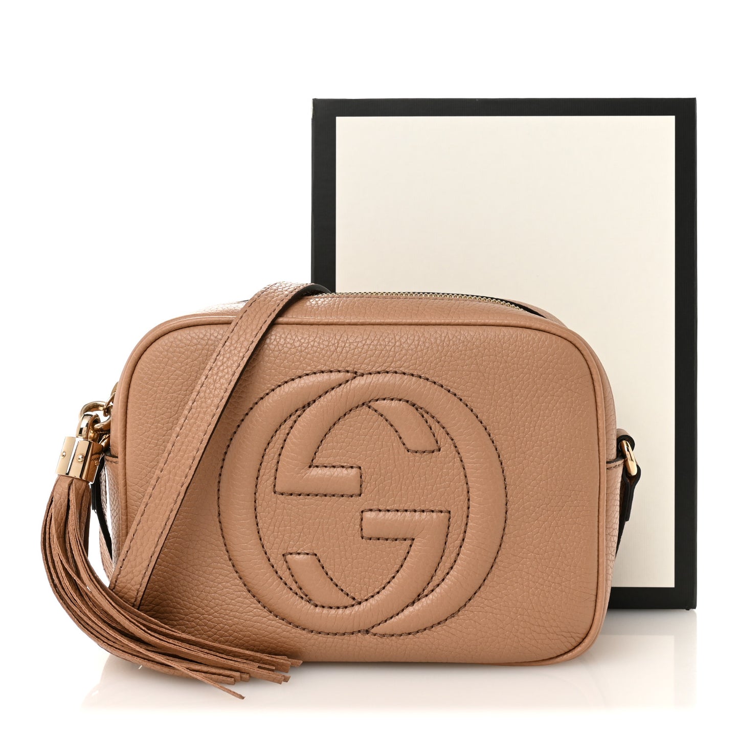 Pebbled Calfskin Small Soho Disco Bag Rose Beige