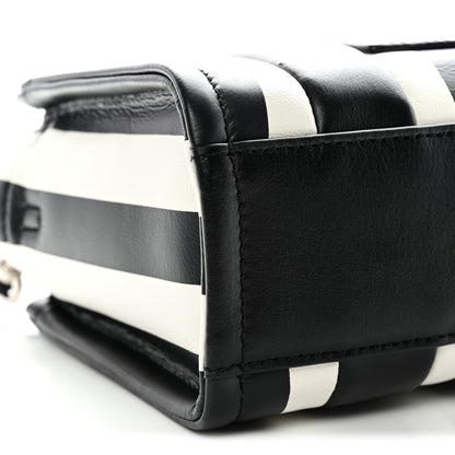 Marc Jacobs Calfskin Striped Mini The Traveler Tote Bag Black White 9 of 10