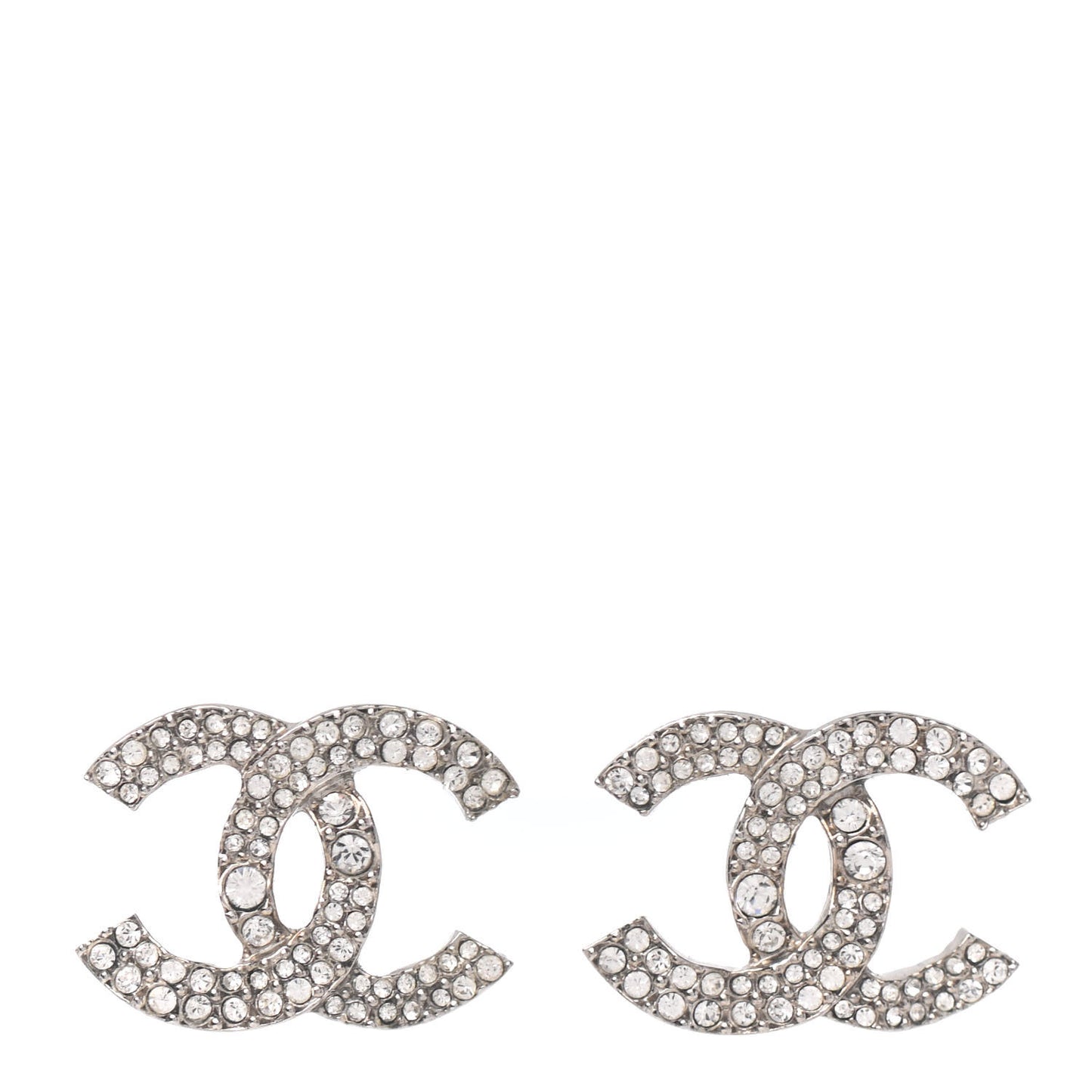 Crystal Large CC Earrings Silver