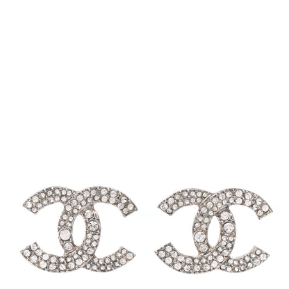 Chanel Crystal Large CC Earrings Silver 1 of 4