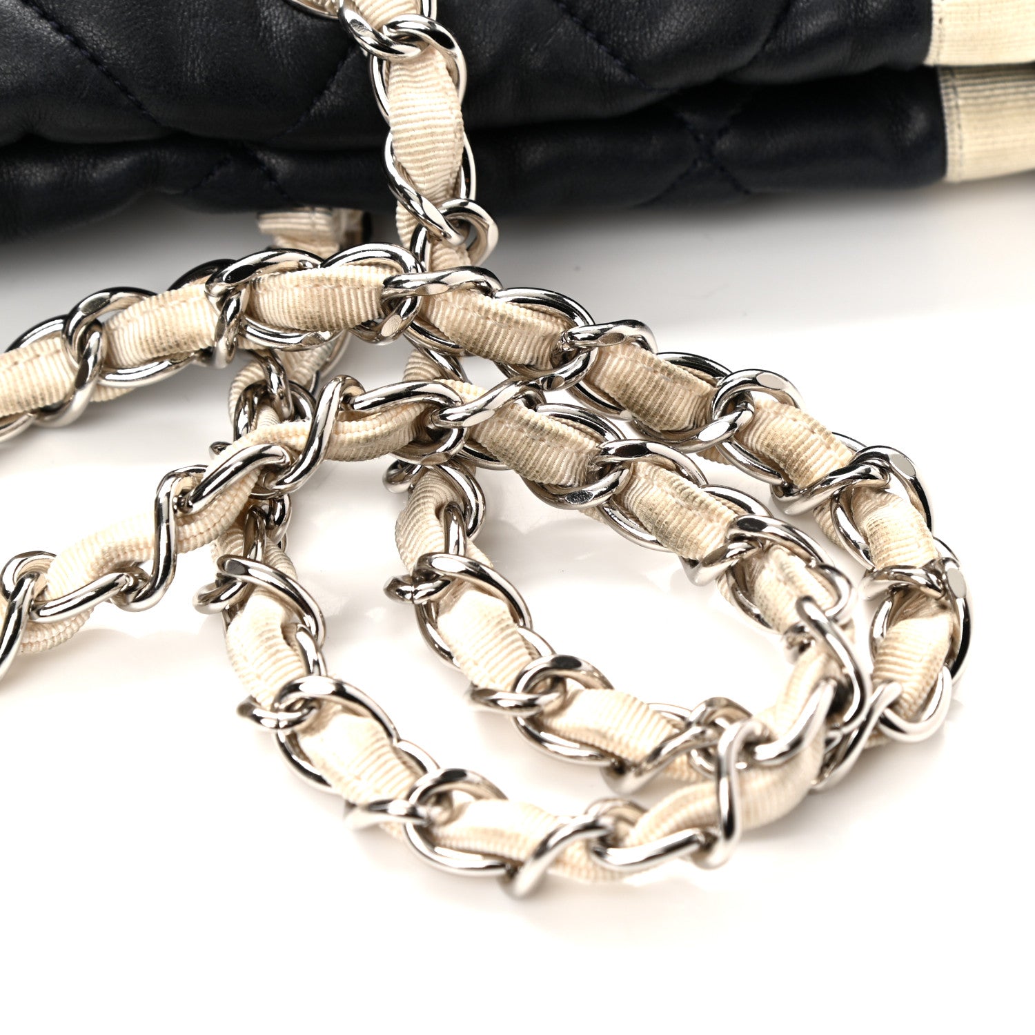 Chanel Lambskin Quilted Lido Shopping Tote Dark Navy Blue 10 of 11