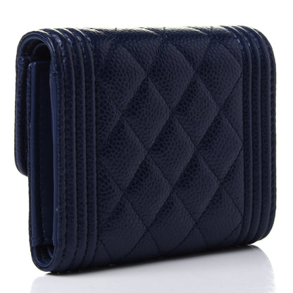 Chanel Caviar Quilted Compact Boy Wallet Blue 3 of 12