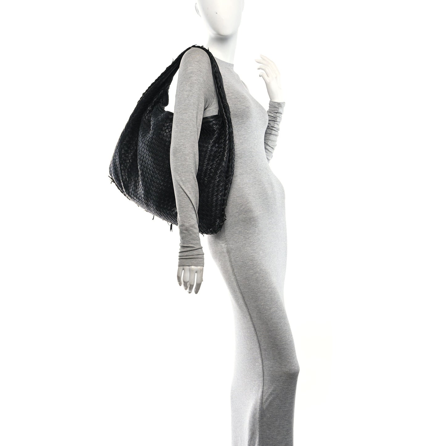 Nappa Intrecciato Fuzzy Maxi Veneta Hobo Black