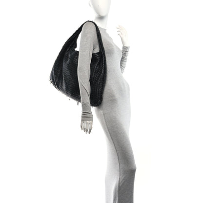 Bottega Veneta Nappa Intrecciato Fuzzy Maxi Veneta Hobo Black 2 of 11