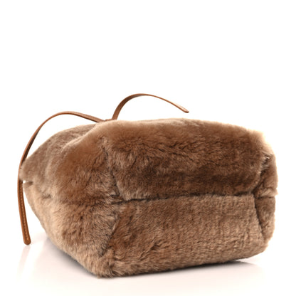 Mansur Gavriel Shearling Mini Bucket Bag Camel 4 of 8