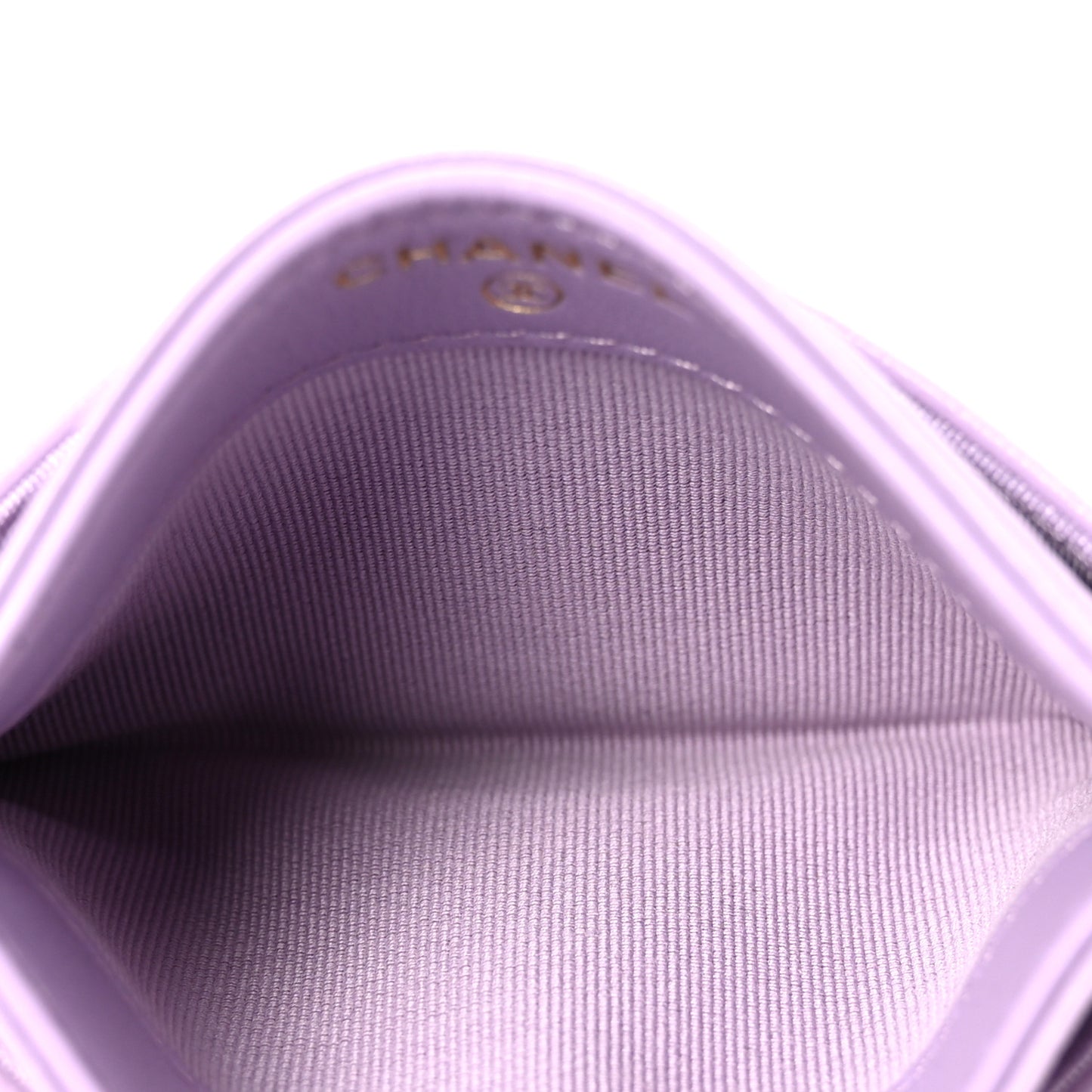 Lambskin Quilted Chanel 19 Card Holder Light Purple