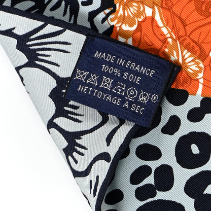 Hermes Silk Jungle Love au Tampon Scarf 70 Orange Cuit Bleu Vert-de-gris 4 of 5