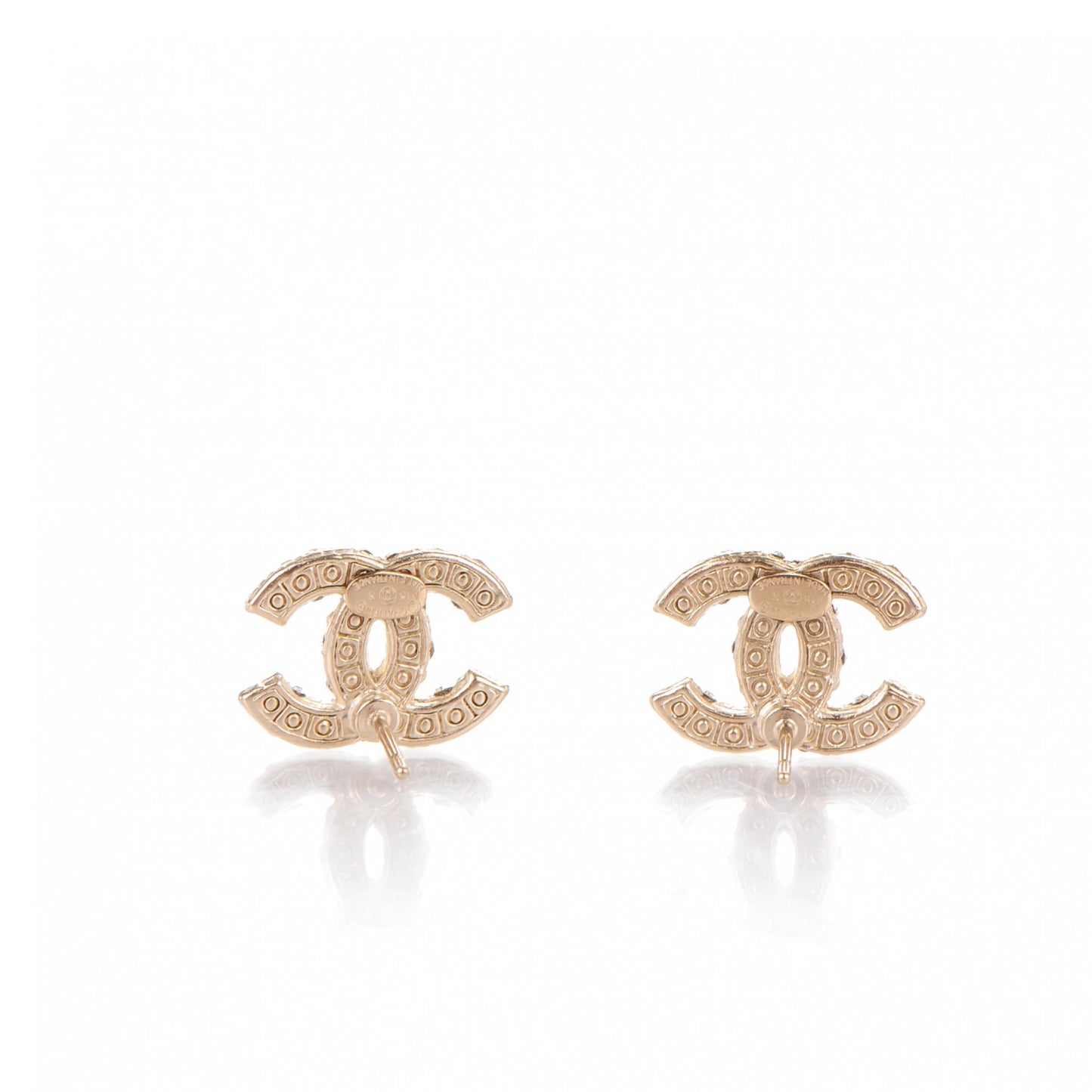 Pearl Crystal CC Earrings Light Gold