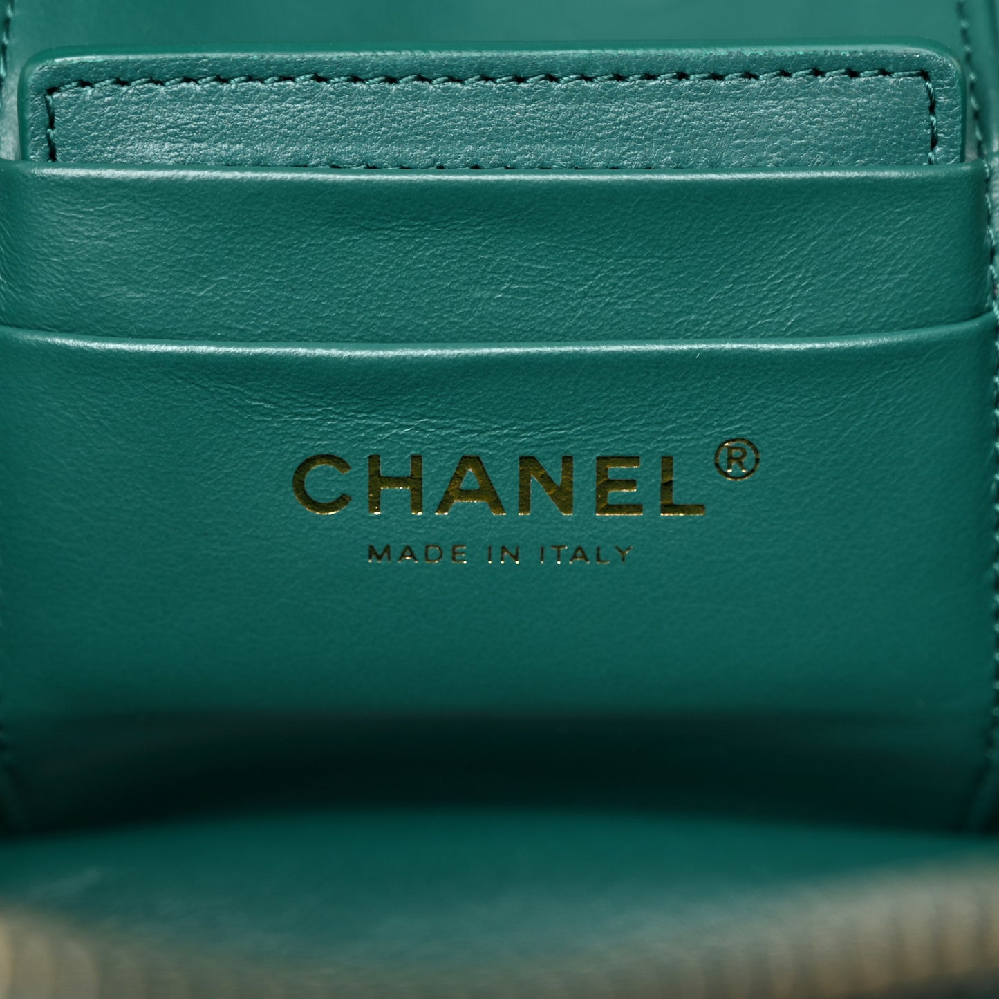 Shearling Lambskin Quilted Small Vanity Case Green