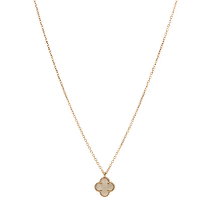 Van Cleef & Arpels 18K Yellow Gold Mother of Pearl Sweet Alhambra Pendant Necklace 1 of 6