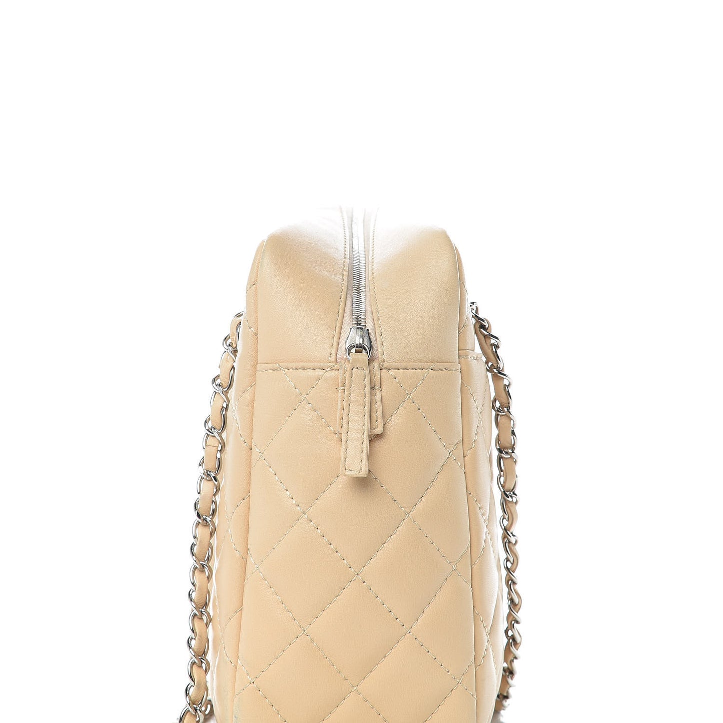 Lambskin Quilted Large Camera Case Beige Clair