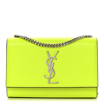 Saint Laurent Patent Grain de Poudre Small Monogram Kate Satchel Neon Yellow 1 of 10