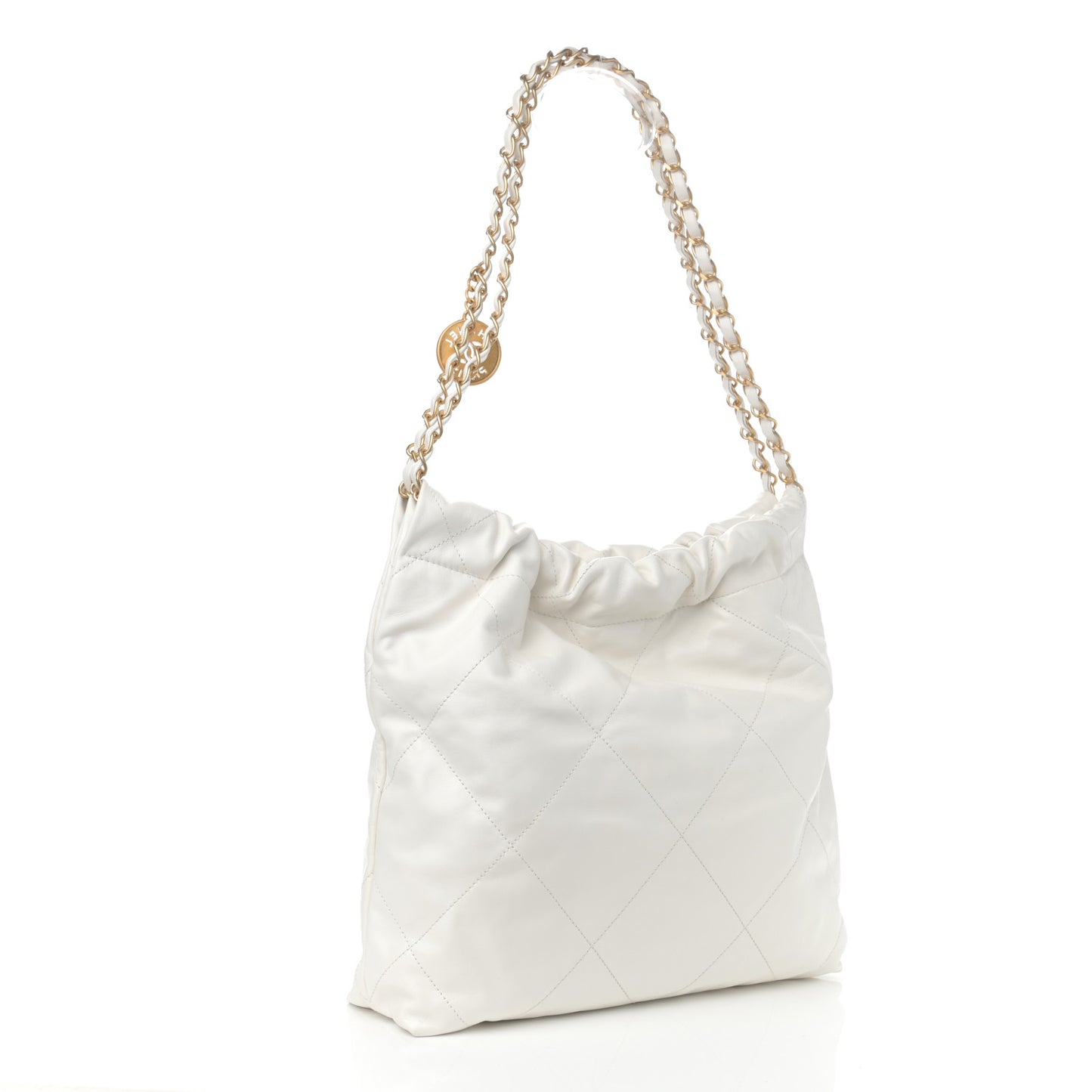 Shiny Calfskin Quilted Small Chanel 22 White